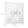Guarda Roupa Casal Roma 4 Portas com Espelho Branco – Demóbile