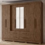 Guarda Roupa Casal San Lorenzo 8 Portas e 4 Gavetas Castanho Wood com Espelho - Moval