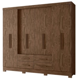 Guarda Roupa Casal San Lorenzo 8 Portas e 4 Gavetas Castanho Wood - Moval