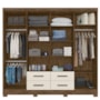 Guarda Roupa Casal San Lorenzo 8 Portas e 4 Gavetas Castanho Wood/Off White com Espelho - Moval