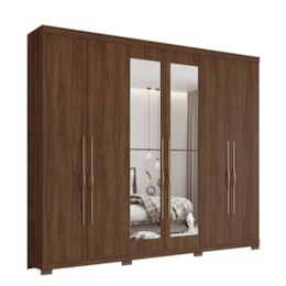 Guarda Roupa Casal Titano 6 Portas com Espelho Castanho - Móveis Henn Guarda Roupa Casal Titano 6 Portas com Espelho Castanho - Móveis Henn