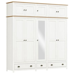 Guarda Roupa Casal Topázio 10 Portas e 3 Gavetas Branco/Freijó com Espelho - Finestra Móveis 