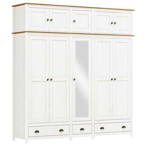 Guarda Roupa Casal Topázio 10 Portas e 3 Gavetas Branco/Freijó com Espelho - Finestra Móveis 