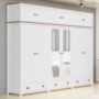 Guarda Roupa Casal Topázio 12 Portas e 3 Gavetas Branco/Freijó com Espelho - Finestra Móveis