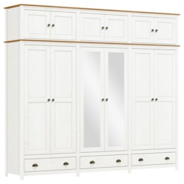 Guarda Roupa Casal Topázio 12 Portas e 3 Gavetas Branco/Freijó com Espelho - Finestra Móveis