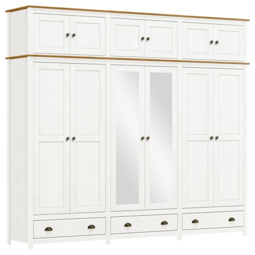 Guarda Roupa Casal Topázio 12 Portas e 3 Gavetas Branco/Freijó com Espelho - Finestra Móveis