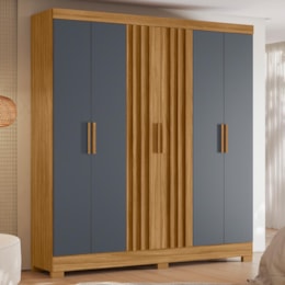 Guarda Roupa Casal Valença 6 Portas Ripado Freijó/Cinza - Moval Guarda Roupa Casal Valença 6 Portas Ripado Freijó/Cinza - Moval
