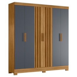 Guarda Roupa Casal Valença 6 Portas Ripado Freijó/Cinza - Moval Guarda Roupa Casal Valença 6 Portas Ripado Freijó/Cinza - Moval