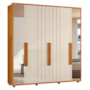 Guarda Roupa Casal Veronese Ripado 6 Portas Cinamomo/Off White com Espelho - Madetec