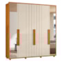 Guarda Roupa Casal Veronese Ripado 6 Portas Cinamomo/Off White com Espelho - Madetec