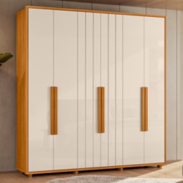 Guarda Roupa Casal Veronese Ripado 6 Portas Cinamomo/Off White - Madetec