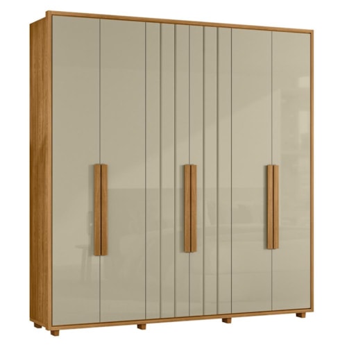 Guarda Roupa Casal Veronese Ripado 6 Portas Cumaru/Opala - Madetec