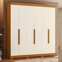 Guarda Roupa Casal Vinci 6 Portas Cinamomo/Off White - Móveis Albatroz Guarda Roupa Casal Vinci 6 Portas Cinamomo/Off White - Móveis Albatroz