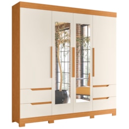 Guarda Roupa Casal Vivacce 4 Portas e 4 Gavetas Cinamomo/Off White com Espelho - Móveis Albatroz Guarda Roupa Casal Vivacce 4 Portas e 4 Gavetas Cinamomo/Off White com Espelho - Móveis Albatroz