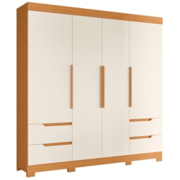 Guarda Roupa Casal Vivacce 4 Portas e 4 Gavetas Cinamomo/Off White - Móveis Albatroz Guarda Roupa Casal Vivacce 4 Portas e 4 Gavetas Cinamomo/Off White - Móveis Albatroz