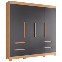 Guarda Roupa Casal Vivacce 4 Portas e 4 Gavetas Freijó/Titanium - Móveis Albatroz Guarda Roupa Casal Vivacce 4 Portas e 4 Gavetas Freijó/Titanium - Móveis Albatroz
