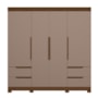 Guarda Roupa Casal Vivacce 4 Portas e 4 Gavetas Nogueira/Capuccino - Móveis Albatroz