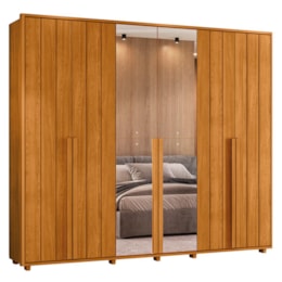 Guarda Roupa Casal Volpi Ripado 6 Portas Cinamomo com 4 Espelhos - Madetec