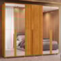 Guarda Roupa Casal Volpi Ripado 6 Portas Cinamomo com 8 Espelhos - Madetec