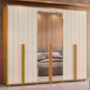 Guarda Roupa Casal Volpi Ripado 6 Portas Cinamomo/Off White com 4 Espelhos - Madetec