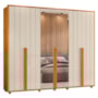Guarda Roupa Casal Volpi Ripado 6 Portas Cinamomo/Off White com 4 Espelhos - Madetec