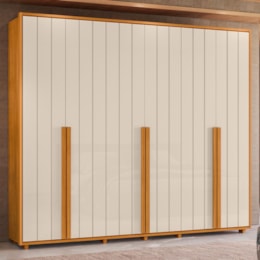Guarda Roupa Casal Volpi Ripado 6 Portas Cinamomo/Off White - Madetec