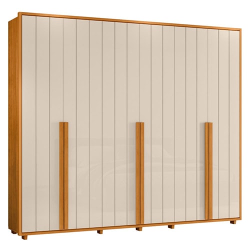 Guarda Roupa Casal Volpi Ripado 6 Portas Cinamomo/Off White - Madetec