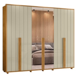 Guarda Roupa Casal Volpi Ripado 6 Portas Cumaru/Opala com 4 Espelhos - Madetec