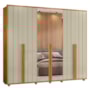 Guarda Roupa Casal Volpi Ripado 6 Portas Cumaru/Opala com 4 Espelhos - Madetec