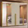 Guarda Roupa Casal Volpi Ripado 6 Portas Cumaru/Opala com 8 Espelhos - Madetec