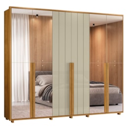 Guarda Roupa Casal Volpi Ripado 6 Portas Cumaru/Opala com 8 Espelhos - Madetec Guarda Roupa Casal Volpi Ripado 6 Portas Cumaru/Opala com 8 Espelhos - Madetec