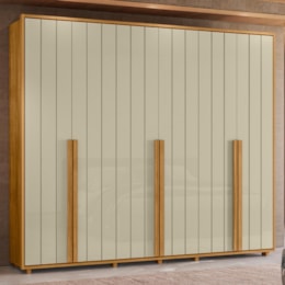 Guarda Roupa Casal Volpi Ripado 6 Portas Cumaru/Opala - Madetec