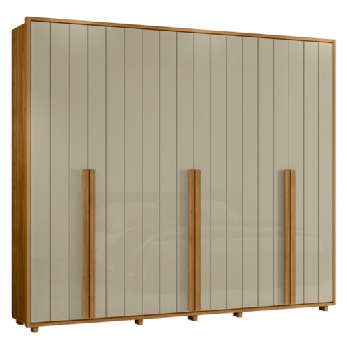 Guarda Roupa Casal Volpi Ripado 6 Portas Cumaru/Opala - Madetec