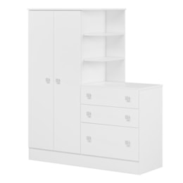 Guarda Roupa com Cômoda Infantil Doce Sonho 2 Portas e 3 Gavetas Branco - Qmovi Guarda Roupa com Cômoda Infantil Doce Sonho 2 Portas e 3 Gavetas Branco - Qmovi