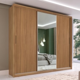 Guarda Roupa Dalila 3 Portas, 2 Gavetas e 4 Cabideiros Flex Amêndola com Espelho - Demóbile Guarda Roupa Dalila 3 Portas, 2 Gavetas e 4 Cabideiros Flex Amêndola com Espelho - Demóbile