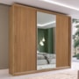 Guarda Roupa Dalila 3 Portas, 2 Gavetas e 4 Cabideiros Flex Amêndola com Espelho - Demóbile