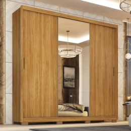 Guarda Roupa Dalila 3 Portas, 4 Gavetas, 3 Cabideiros Flex Cinamon Touch com Espelho e Pés - Demóbile
