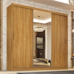 Guarda Roupa Dalila 3 Portas, 4 Gavetas e 3 Cabideiros Flex Cinamon Touch com Espelho - Demóbile