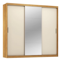 Guarda Roupa Dalila 3 Portas, 4 Gavetas e 3 Cabideiros Flex Cinamon Touch/Off White com Espelho - Demóbile