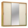 Guarda Roupa Dalila 3 Portas, 4 Gavetas e 3 Cabideiros Flex Cinamon Touch/Off White com Espelho - Demóbile
