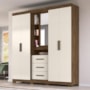 Guarda Roupa Eldorado 5 Portas e 3 Gavetas Castanho Wood/Off White com Espelho - Moval