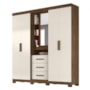 Guarda Roupa Eldorado 5 Portas e 3 Gavetas Castanho Wood/Off White com Espelho - Moval