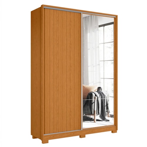 Guarda Roupa Frizatto 2 Portas Deslizantes Flex Cinamomo com Espelho - Móveis Albatroz 
