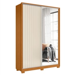 Guarda Roupa Frizatto 2 Portas Deslizantes Flex Cinamomo/Off White com Espelho - Móveis Albatroz