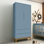 Guarda Roupa Infantil 2 Portas Classic Azul Fosco com Pés Amadeirado - Reller Móveis