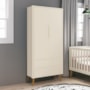 Guarda Roupa Infantil 2 Portas Theo Retrô Areia Fosco com Pés Amadeirado - Reller Móveis