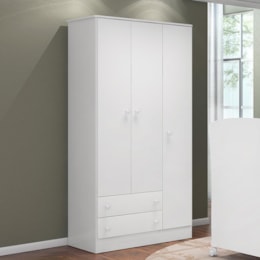 Guarda Roupa Infantil 3 Portas e 2 Gavetas Doce Sonho Branco - Qmovi Guarda Roupa Infantil 3 Portas e 2 Gavetas Doce Sonho Branco - Qmovi