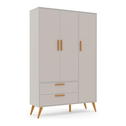 Guarda Roupa Infantil 3 Portas e 2 Gavetas Retrô Cinza/Eco Wood - Matic Móveis  