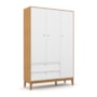 Guarda Roupa Infantil 3 Portas e 2 Gavetas Unique Freijó/Branco Soft/Eco Wood - Matic Móveis 