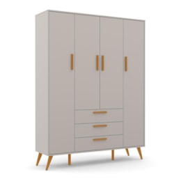 Guarda Roupa Infantil 4 Portas e 3 Gavetas Retrô Cinza/Eco Wood - Matic Móveis Guarda Roupa Infantil 4 Portas e 3 Gavetas Retrô Cinza/Eco Wood - Matic Móveis